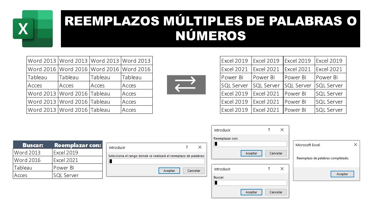 Reemplazar múltiples palabras y/o números en Excel 🔄