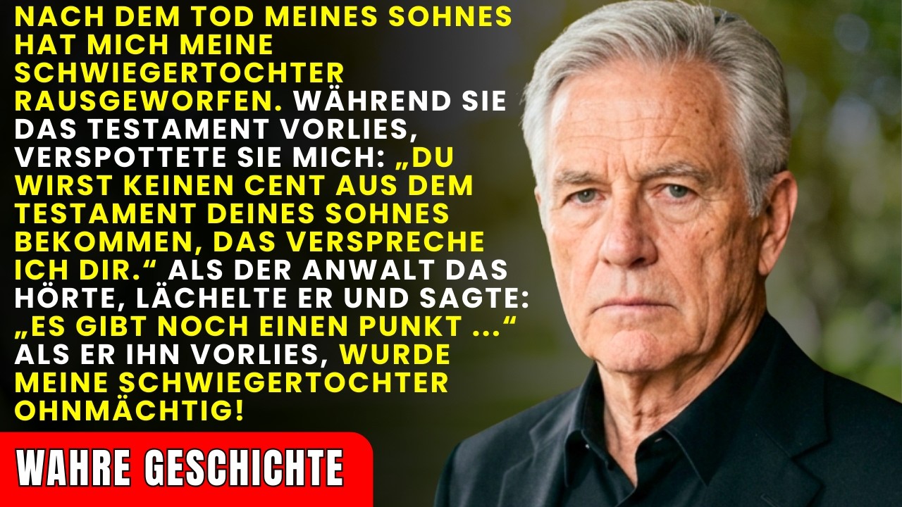 Nachdem mein Sohn gestorben war, warf mich seine Frau raus und versprach, mich mittellos zu lassen