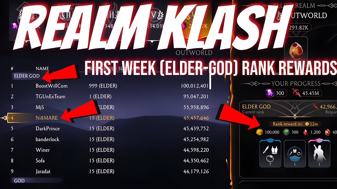 Realm Klash First Week (Elder God) Rank Rewards MK Mobile 2025