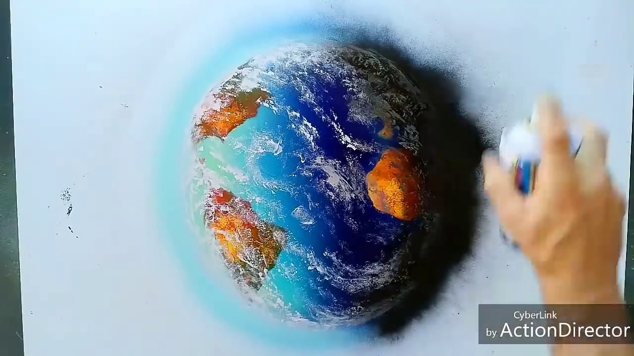 Spray paint a realistic Earth in a few minutes- by Antonipaints