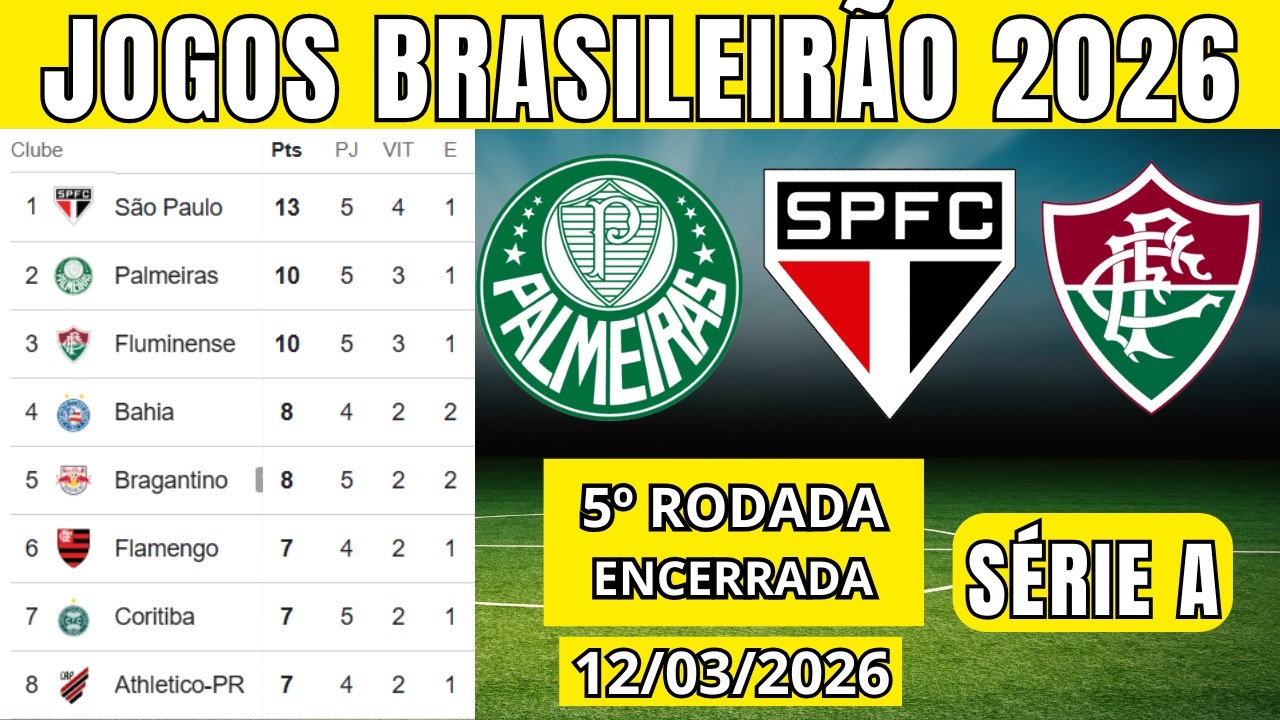 TABELA CLASSIFICAÇÃO DO BRASILEIRÃO 2026 - CAMPEONATO BRASILEIRO HOJE 2026 BRASILEIRÃO_12/03 SÉRIE A