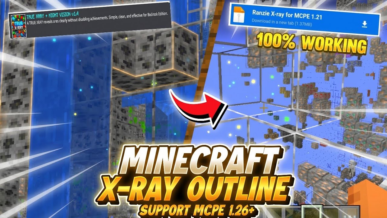 X-Ray мод с контурами для MCPE 1.26+ [РАБОТАЕТ НА СЕРВЕРАХ]
