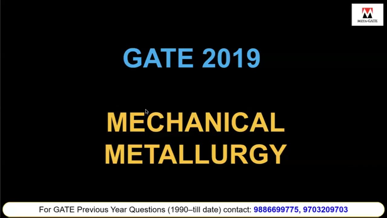 Previous Year's GATE Questions | Mechanical Metallurgy | GATE 2019