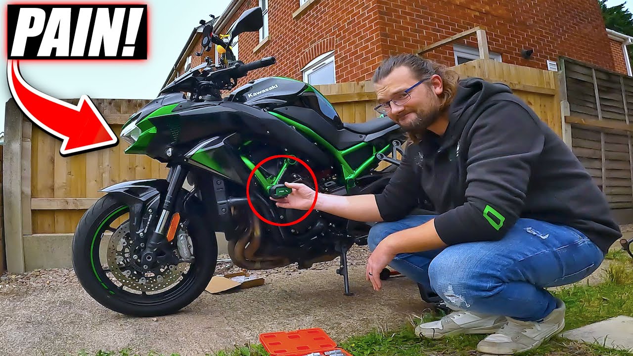 I Nearly RUINED My Kawasaki Z H2! (DIY Motorcycle Frame Slider Install) #pain