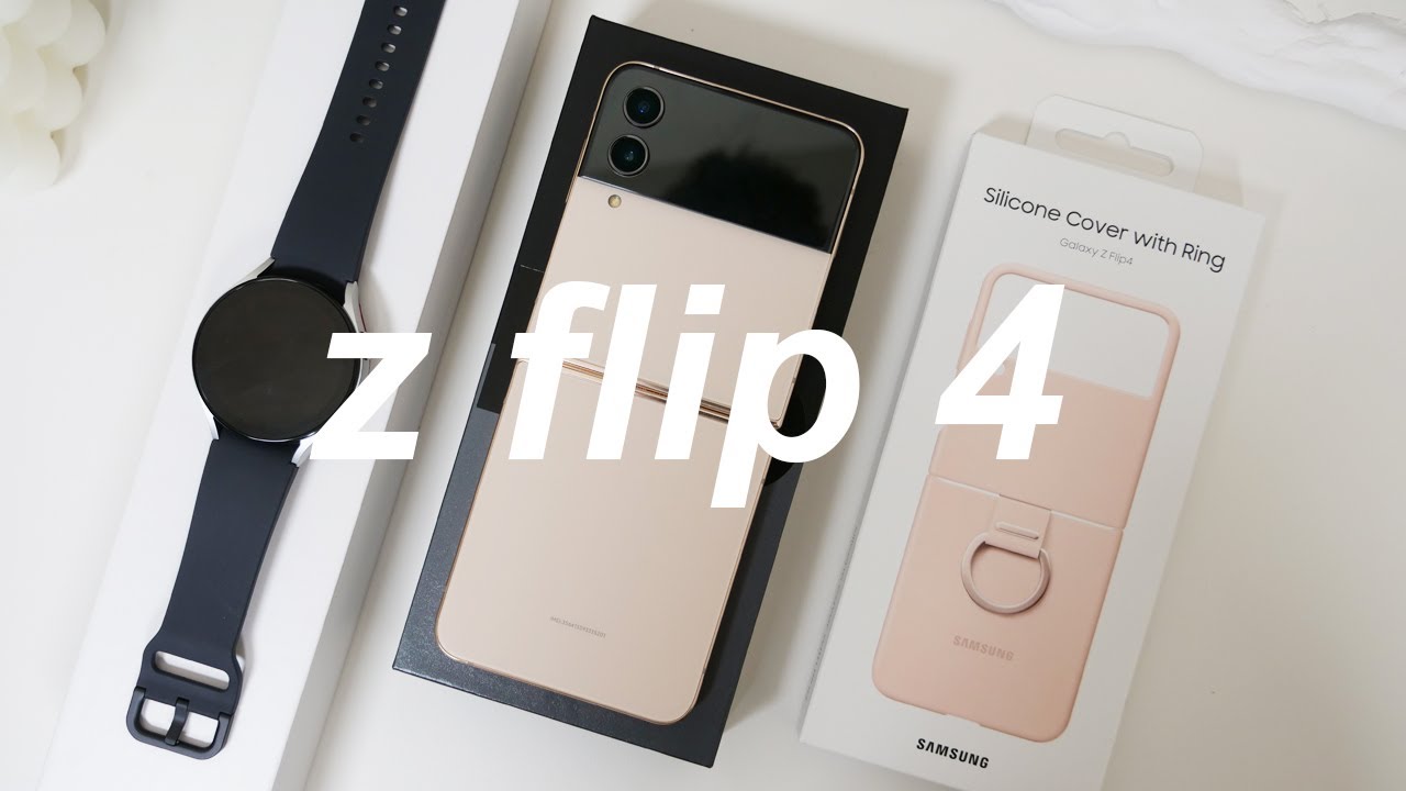Unboxing Samsung Galaxy Z flip 4 Pink Gold & Galaxy Watch 5 | setup + case try on