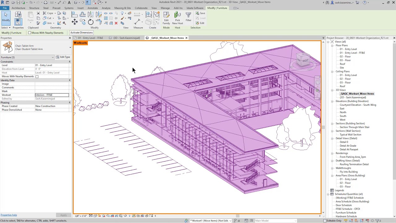 Управление назначениями рабочих наборов для элементов модели Revit с помощью Ideate BIMLink