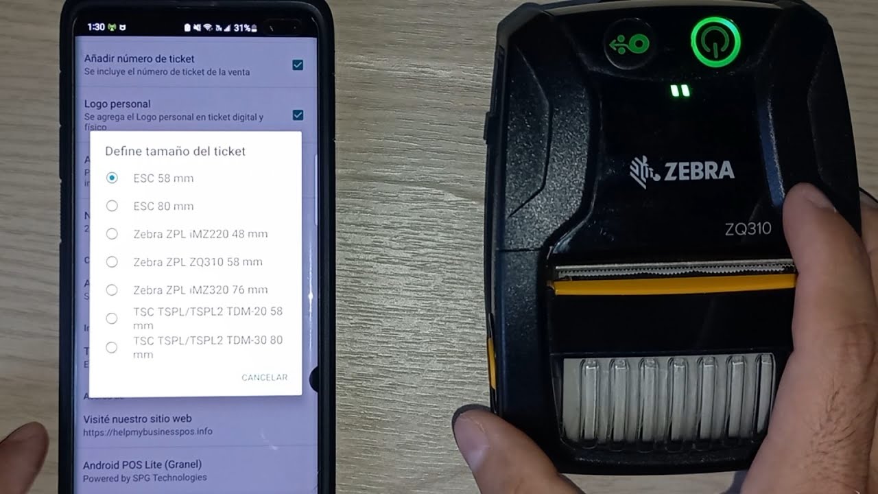 Conecta tu Impresora Zebra ZQ310 a Android POS Lite Granel y Empieza a Vender APLG