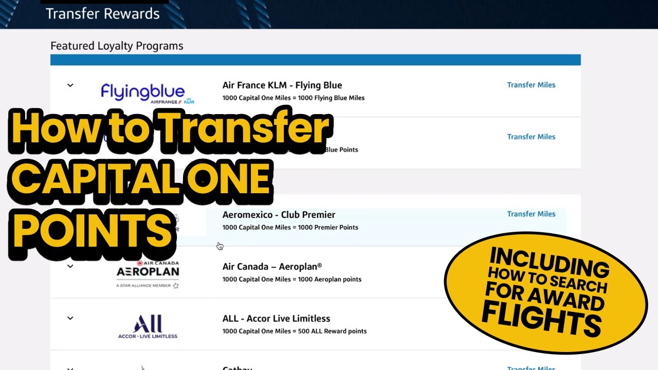 Как перевести баллы партнерам Capital One Travel и найти премиальные рейсы