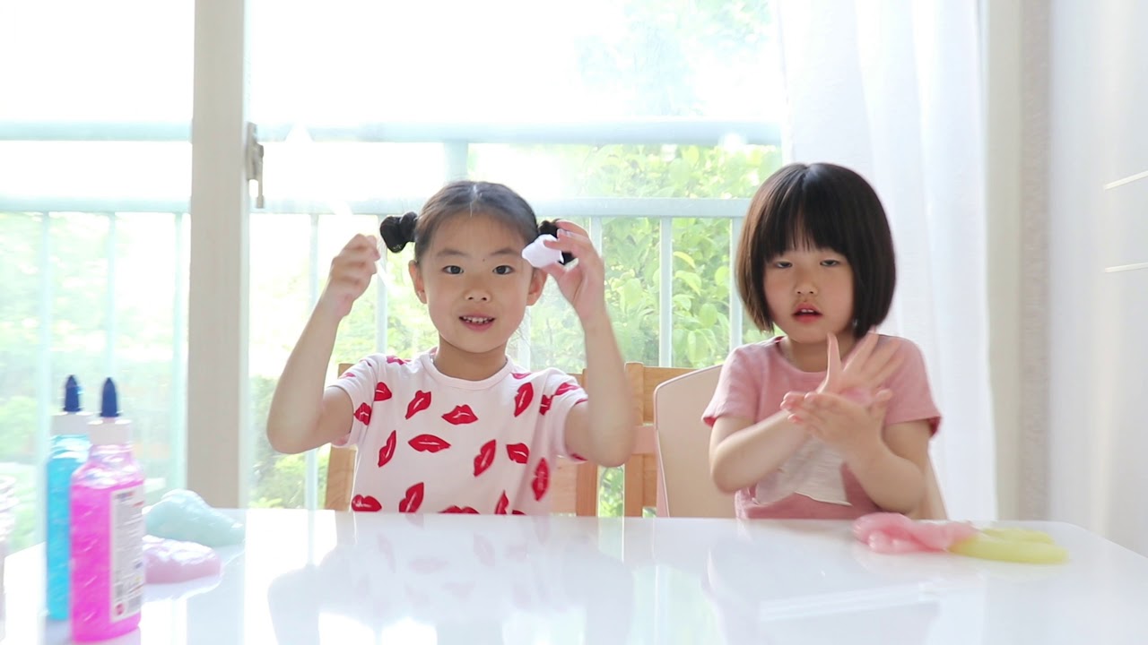 투명슬라임+머메이드 컬러액체풀로 바풍!빨풍 만들고 노는 별꽁달꽁이