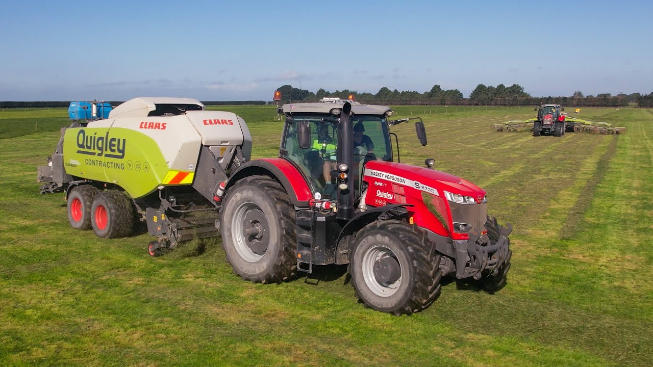 Massey Ferguson 8732S Baling Grass Silage w/ Claas 5300 RC | Quigley Contracting