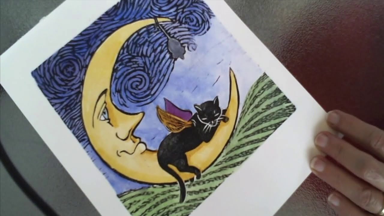 Adding Watercolor to a Lino Print
