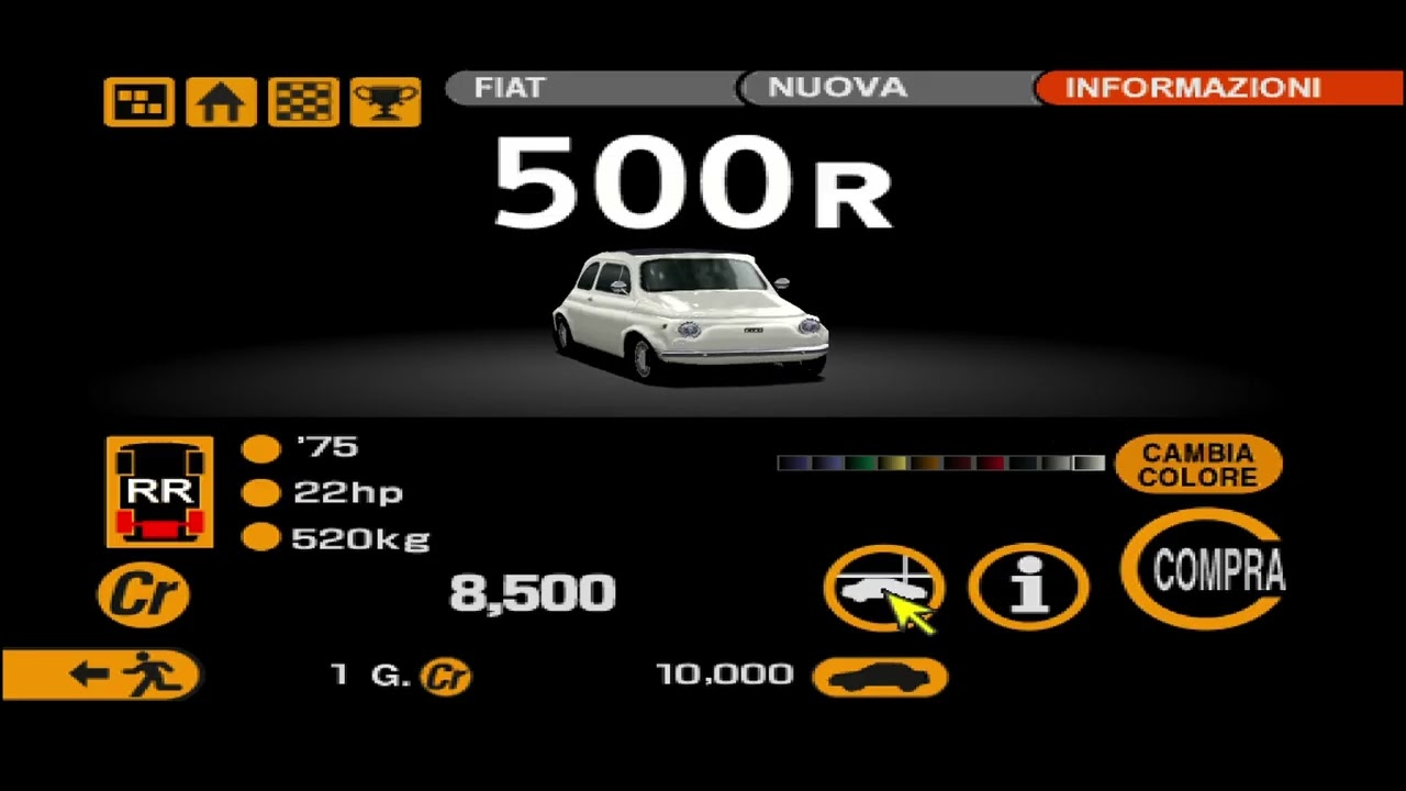 statistiche delle fiat su gran turismo 2