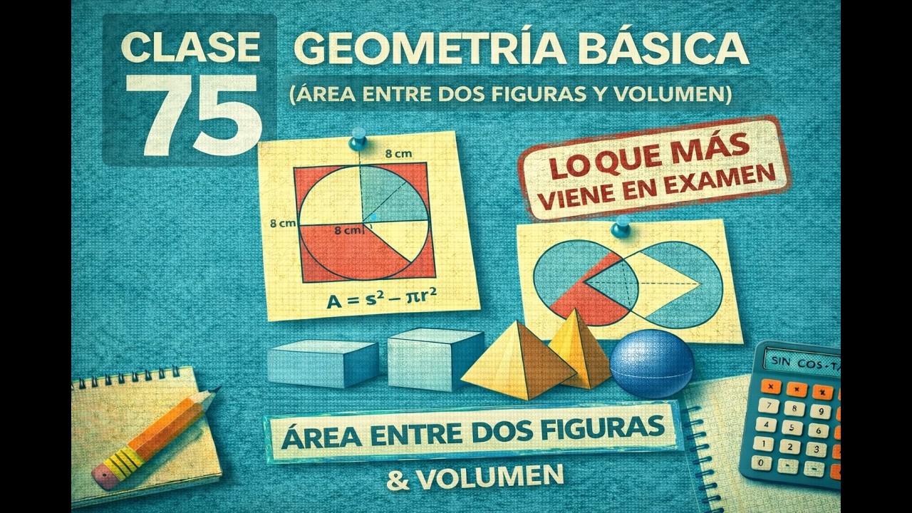 🧮 Clase 75 – Geometría Básica (Área entre Dos Figuras y Volumen) | Matemáticas Desde Cero