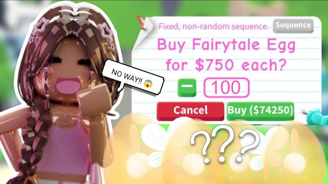 Вылупление 100 сказочных яиц в игре Adopt Me...