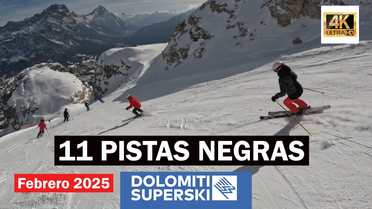 11 PISTAS NEGRAS EN DOLOMITAS (BLACK  SLOPE  DOLOMITI) Febrero 2025. 4K