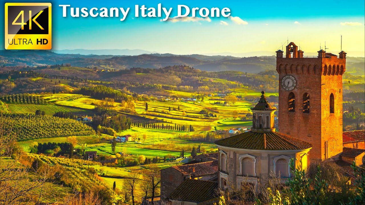 Tuscany - 4K UHD Drone Video | Beautiful Places in Tuscany Italy in 4K Drone Tour + relaxing music