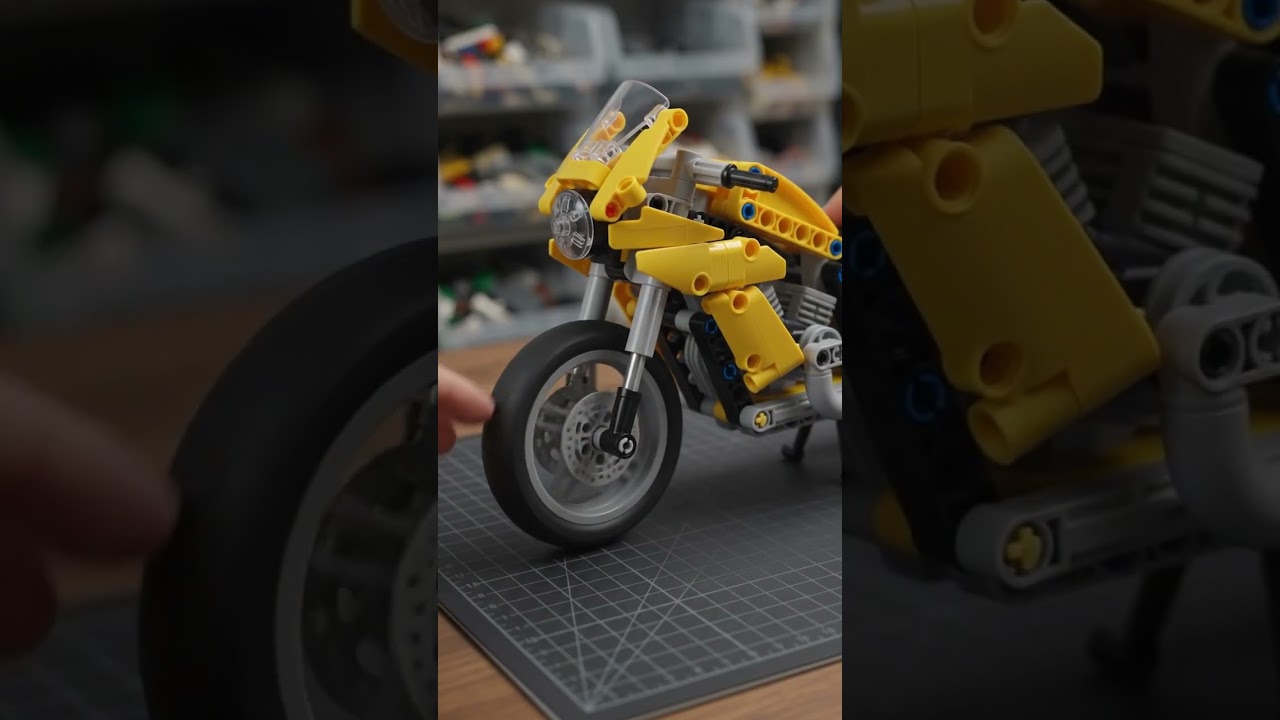 Pure Satisfying Sounds: LEGO Technic Yellow Motorcycle Build (ASMR)