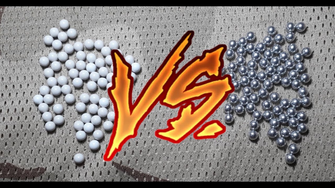 BB de Plástico vs BB de Metal !!!! Teste de energia e penetração. Airsoft .