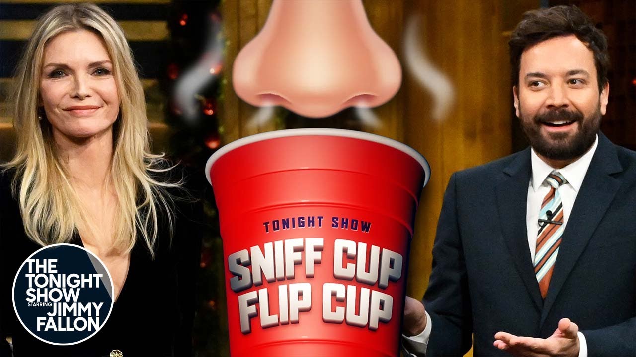 Sniff Cup Flip Cup with Michelle Pfeiffer | The Tonight Show Starring Jimmy Fallon