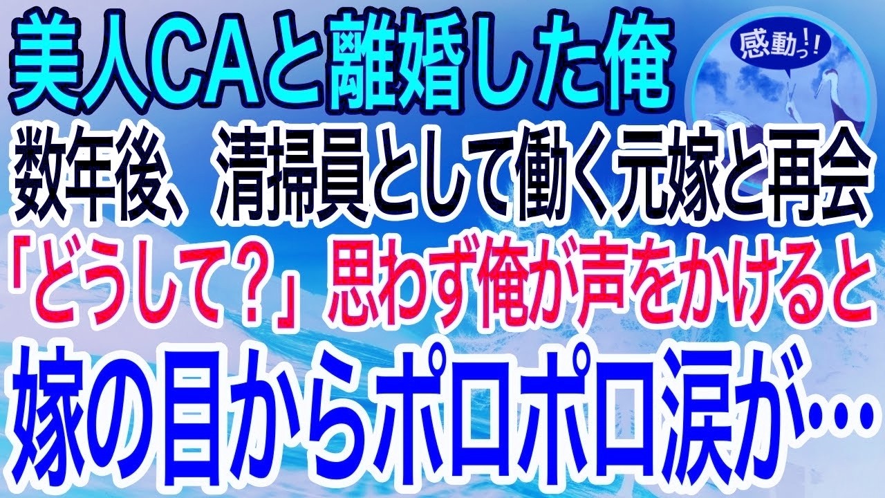 【感動】美人CAの妻と価値観が合わず離婚。数年後、ボサボサの髪で清掃員をする変わり果てた姿の元嫁と再会「なんでここに…」思わず声をかけると元嫁は涙を浮かべ…【泣ける話】【良い話】