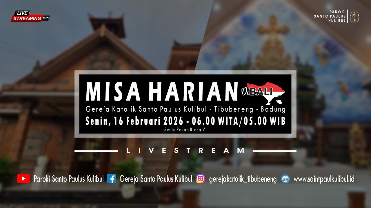 【LIVE】Misa Harian | Senin, 16 Februari 2026 - 06.00 WITA / 05.00 WIB