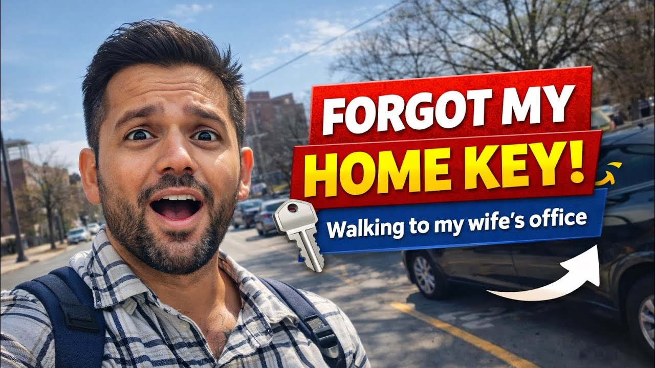 Forgot My Home Key 😅 | Walking to My Wife’s Office | Daily Life in USA