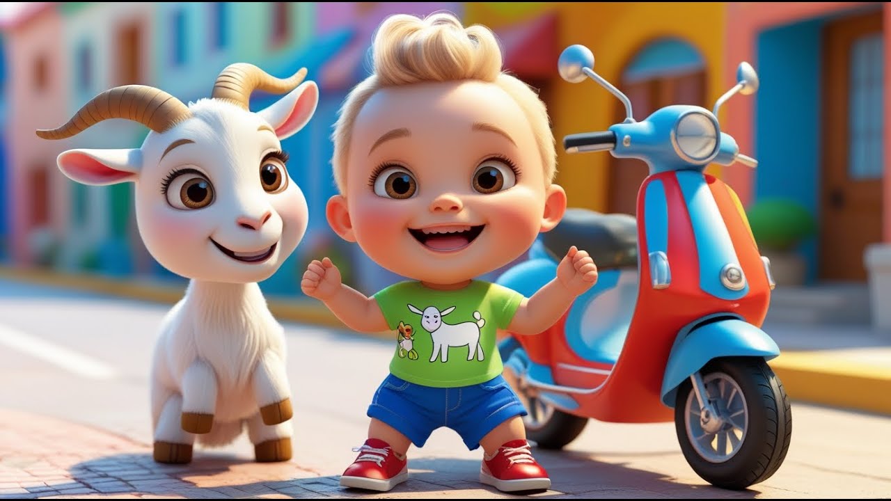 Goat Rides Scooter in the Town | Fun Kids Song | Lively City Adventure Rhyme