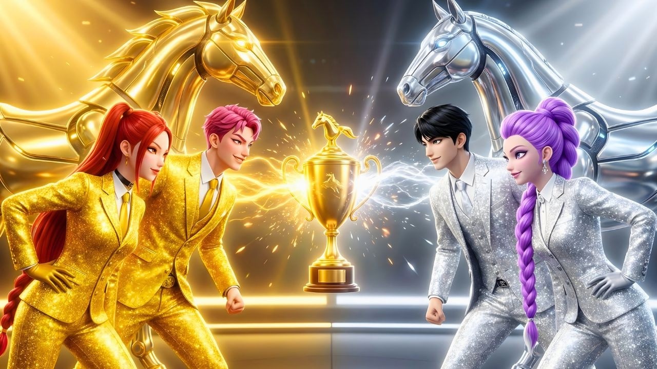 Golden Mira Family VS Silver Rumi Family: The Horse Racing! Who Will Win? | Kpop Demon Hunters