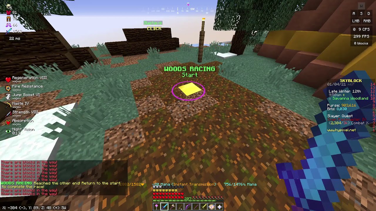 Woods race in 4.989 (FWR, first sub 5 warpless)