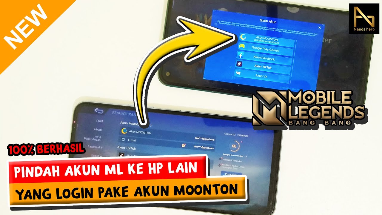 CARA MEMINDAHKAN AKUN MOBILE LEGEND KE HP LAIN LOGIN MOONTON 2025