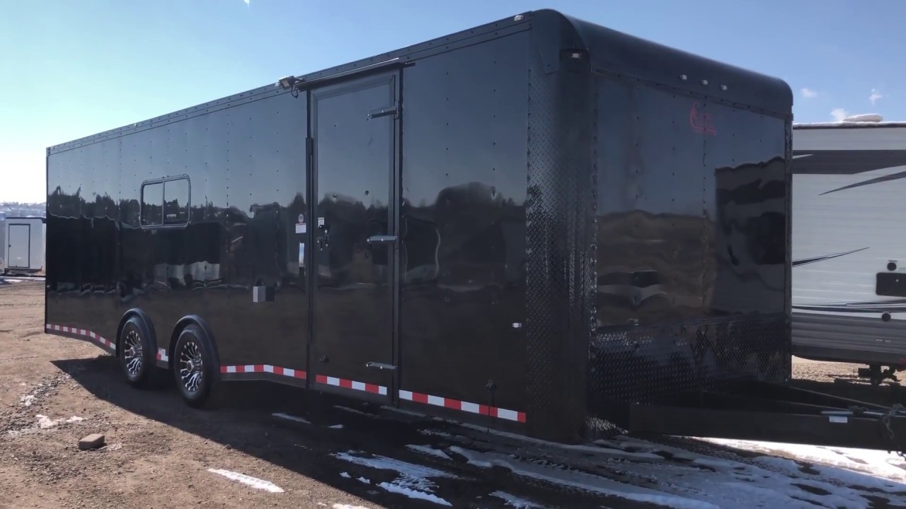 8.5x28 Enclosed Cargo Trailer insulated, power, a/c, and Full Bathroom!