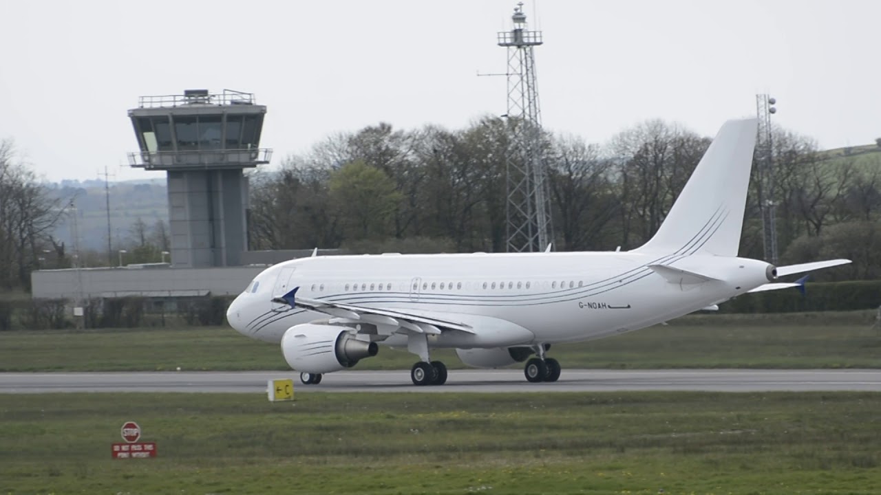 Acropolis Aviation A319 ACJ [G-NOAH] taking off from Cork Airport on Runway 16!