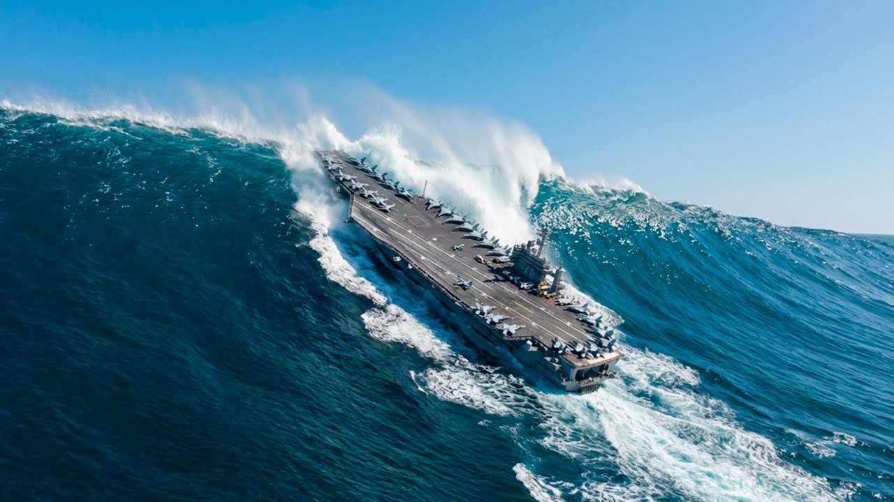 Giant Tsunami Tests the Limits of an Aircraft Carrier Ship | Ultra-Realistic Simulation