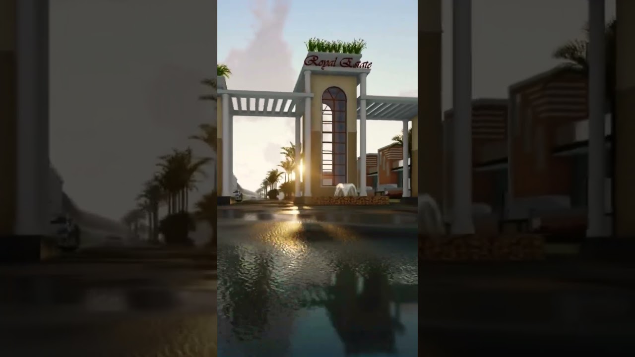 Entrance Plaza Design | housing Colony Entry Gate Design | Sunset Animation #design #animation #yt