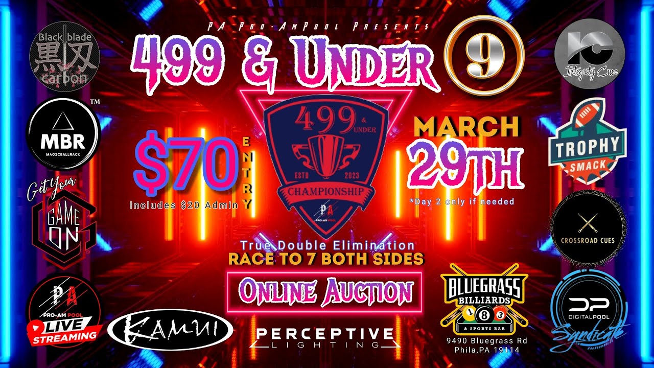 PA Pro-Am presents the 499 - 9 Ball Championship live from Bluegrass Billiards in Philadelphia