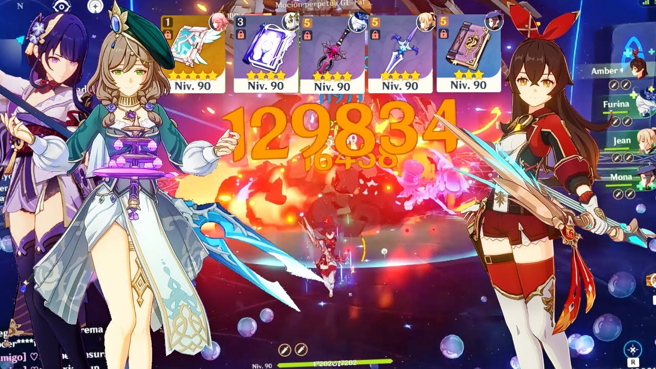 Favonius girls power! Amber DPS vape & Raiden Lisa aggravated destroying abyss 12. リサ【原神】