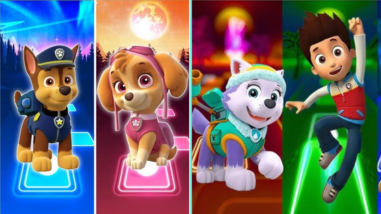 Paw Patrol Team Chase - Skye - Rubble -Rocky | Tiles Hop EDM Rush