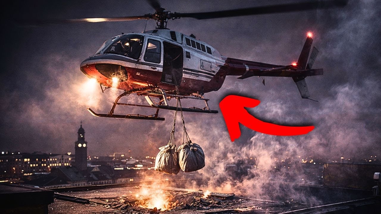 'Improwizowany' Helikopter Który Wyciągnął Miliony Z Dachu Magazynu