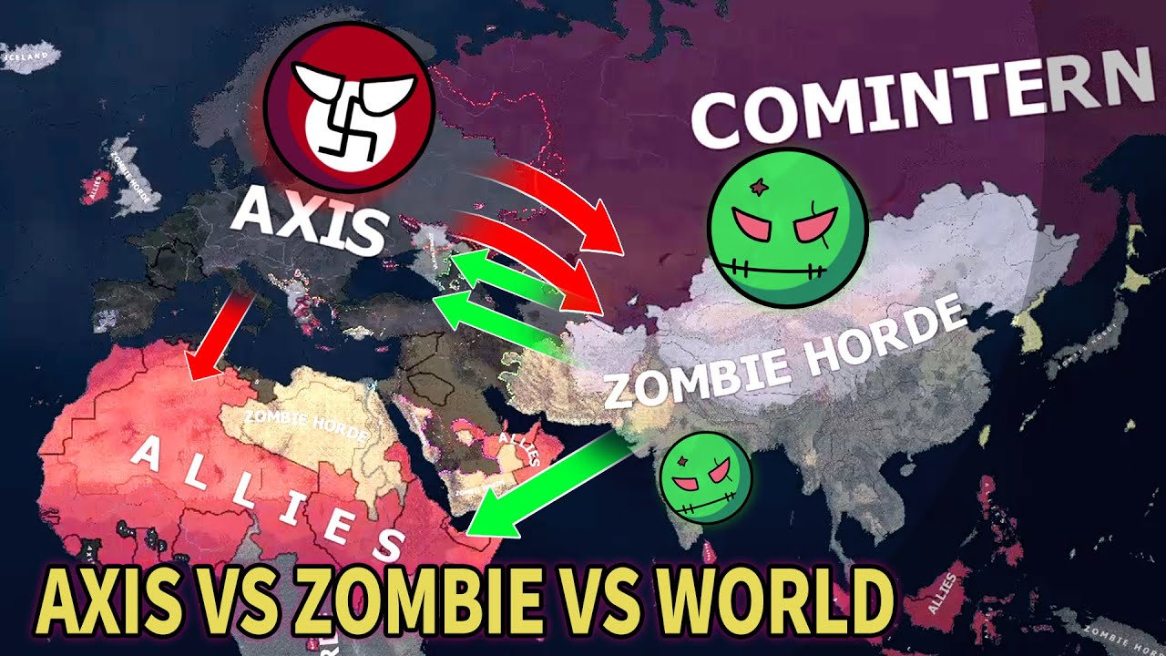 Ultra Tech AXIS VS Zombie VS World in WWII-HOI4 Timelapse
