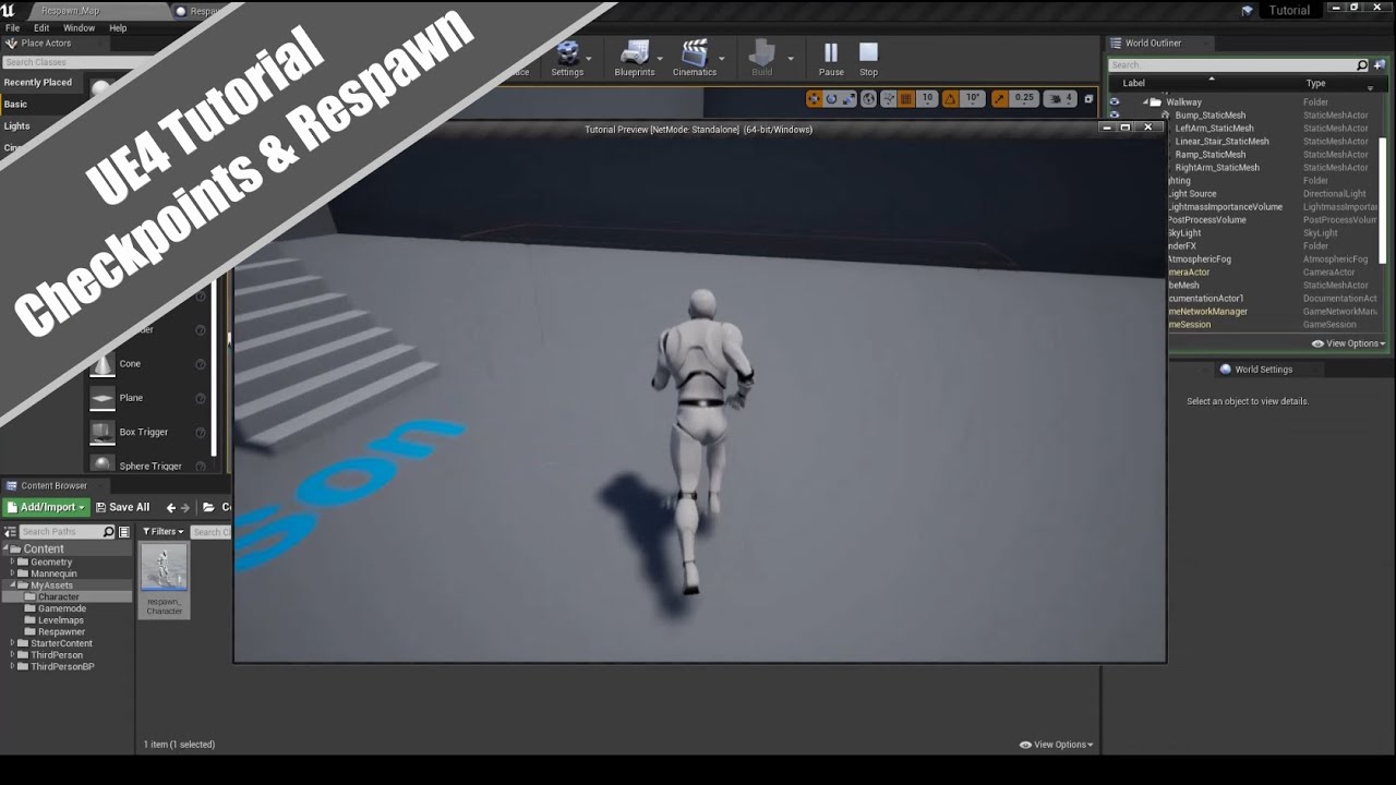 Respawn Checkpoint In Unreal Engine - Tutorial for a Spawning System without Restarting a Level