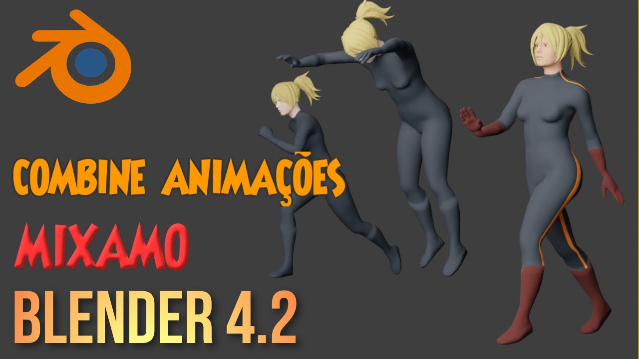 COMBINAR VÁRIAS ANIMAÇÕES DO MIXAMO NUM ÚNICO PERSONAGEM NO BLENDER 4.2