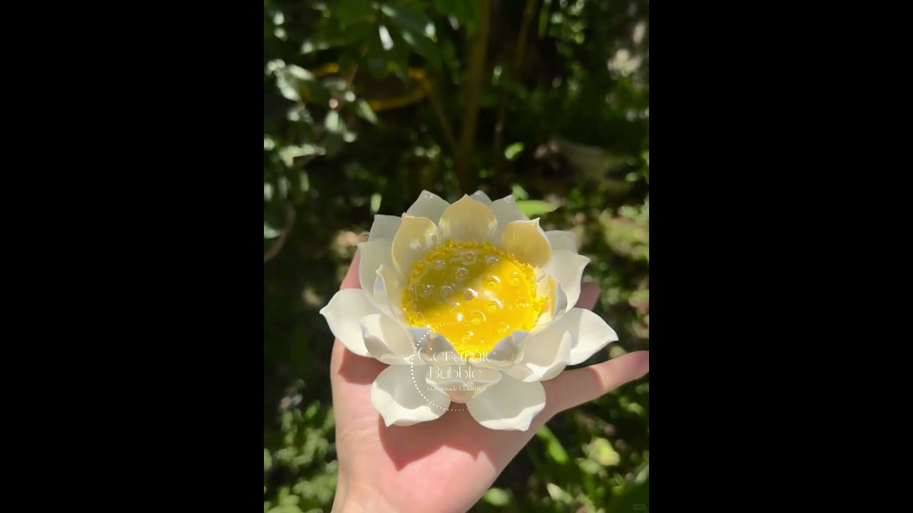 Handmade Blooming White Lotus Flower Shaped Ceramic Incense Stick Holder#incenseholder #ceramic