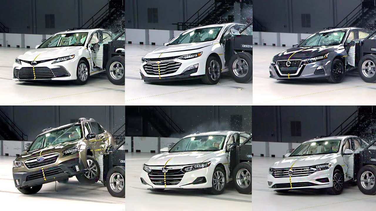 Краш-тест автомобилей среднего размера – Camry, Malibu, Accord, Altima, Sonata...