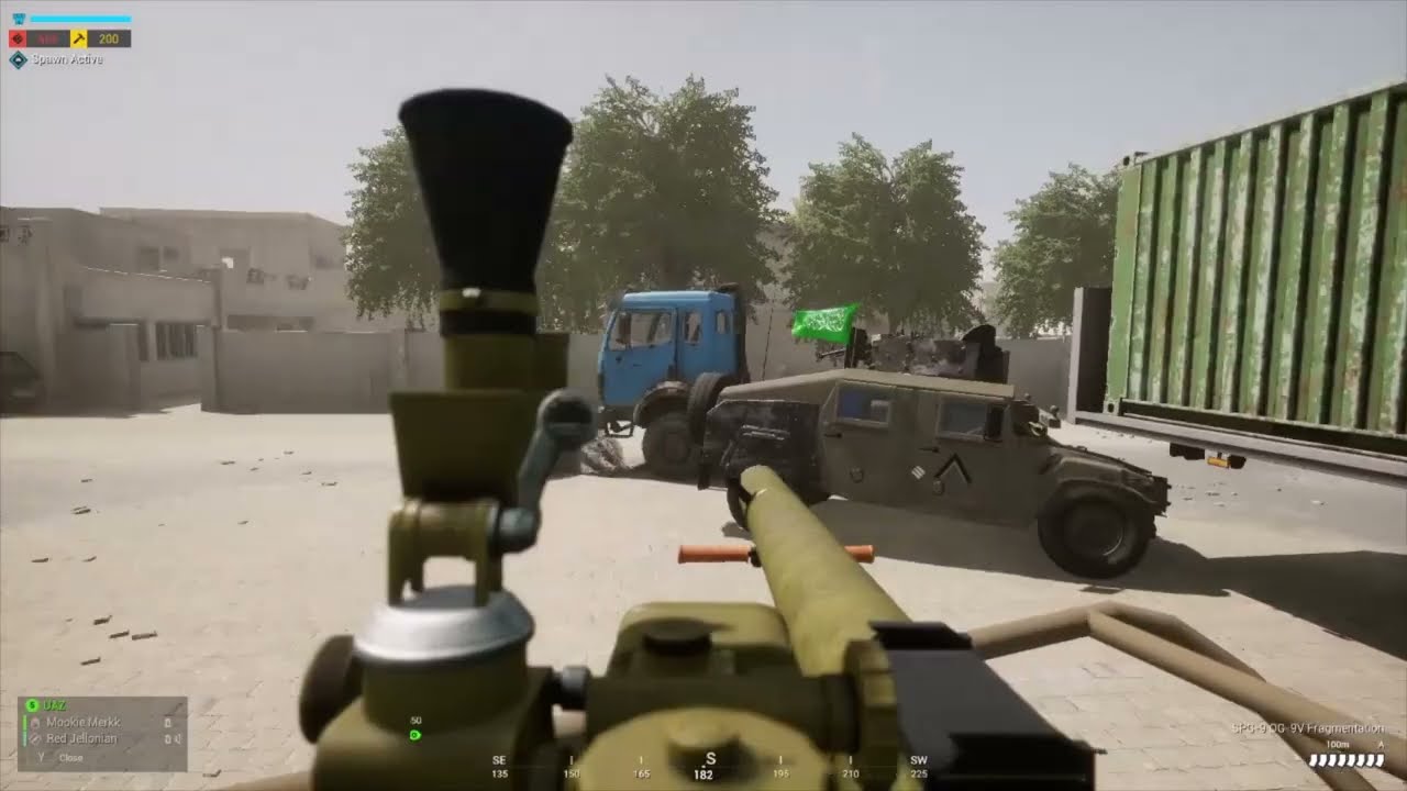 1 HMMWV & 3 Abrams vs 1 UAZ.