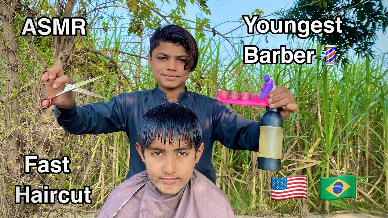 ASMR youngest Barber 💈 In the world 🌍 Fast Haircut 💇‍♂️ 