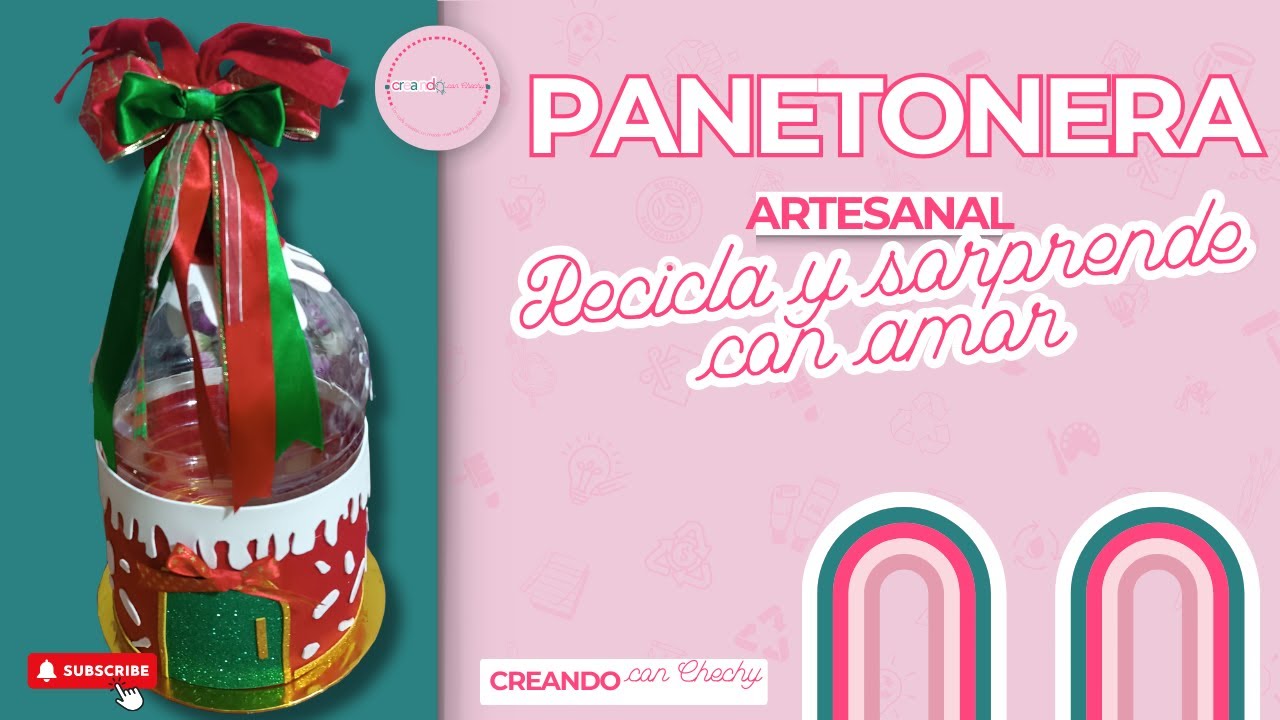 Panetonera Navideña 💝 hecha con un bidón reciclado — Decoración fina SIN gastar de más ✨#manualidad