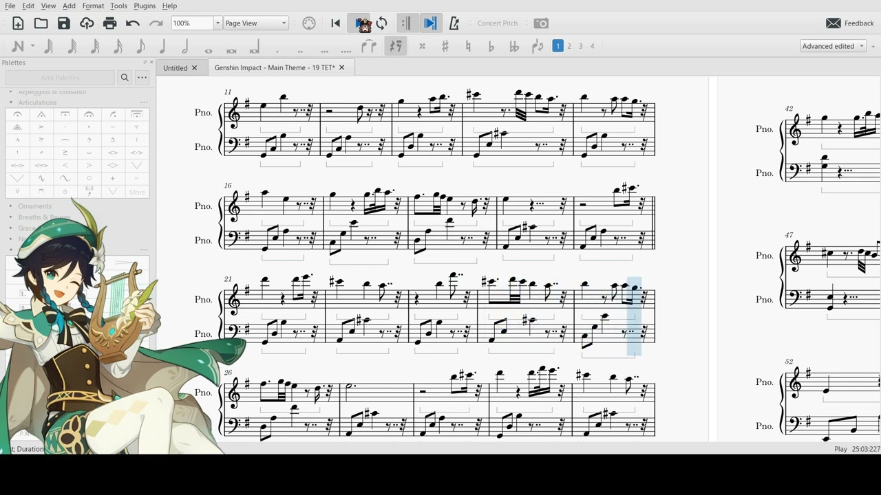 Genshin Impact Main Theme - 19-TET microtonal tuning