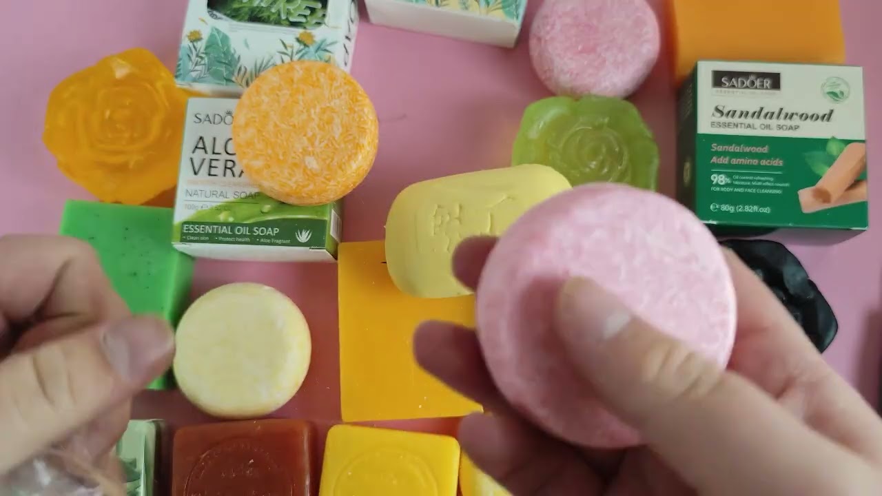 Unboxing only colored Soaps ASMR | Very relaxing | No Voice
