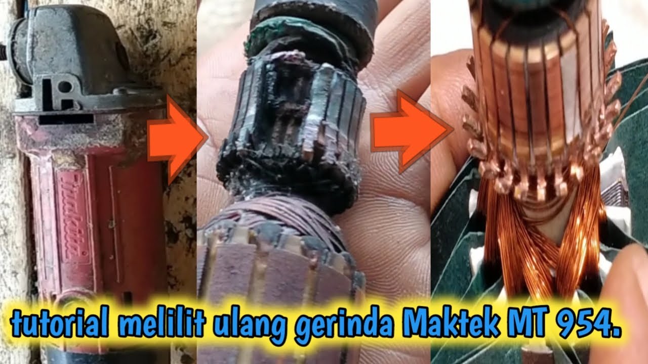Cara menggulung ulang Armature  gerenda Maktek MT 954