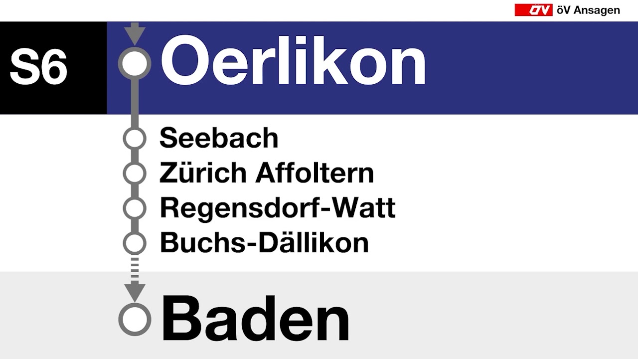 ZVV S6 - Uetikon am See – Zürich HB – Otelfingen –Baden (+Ende in Uetikon & Willkommen in Baden)